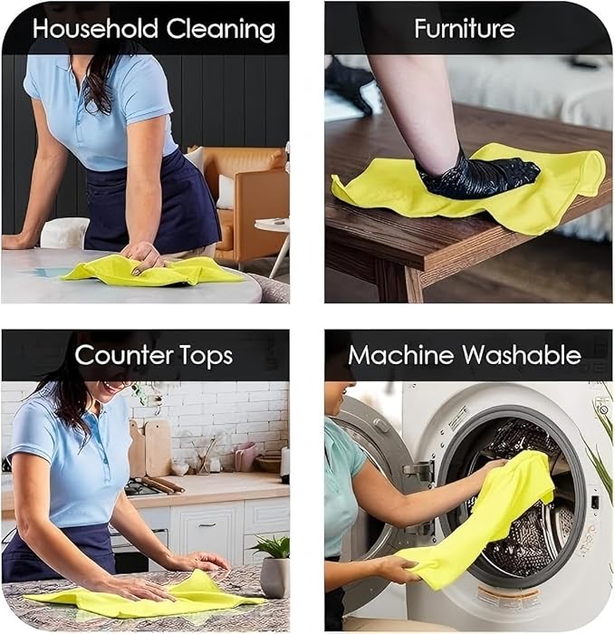 24 Pack 16'x16' Microfiber Household Cleaning Cloths - Multi-Purpose, Machine Washable, Absorbent Towels for Kitchen, Car, Home Appliances (16x16 24 Pack)