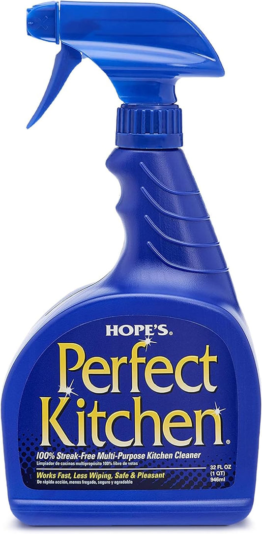 HOPE'S Perfect Kitchen Cleaner Spray - 32 Oz No-Residue All Purpose Cleaning Spray - Multisurface Degreaser for Counters, Stoves, Microwaves, and More - Pet and Home Safe - Pack of 1