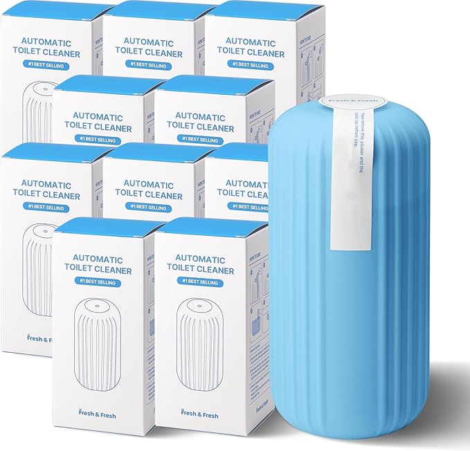 Fresh & Fresh Automatic Toilet Bowl Cleaners (Sky Blue) - 10 Bottles(UPTO 2500 FLUSHES/Bottle), Commercial and Residential Toilet Cleaner 3-4 MONTH Lasting Toilet Bowl Cleaner Bottle