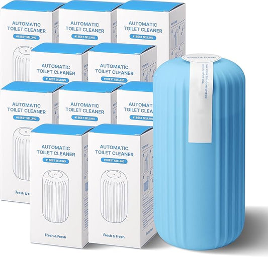 Fresh & Fresh Automatic Toilet Bowl Cleaners (Sky Blue) - 10 Bottles(UPTO 2500 FLUSHES/Bottle), Commercial and Residential Toilet Cleaner 3-4 MONTH Lasting Toilet Bowl Cleaner Bottle