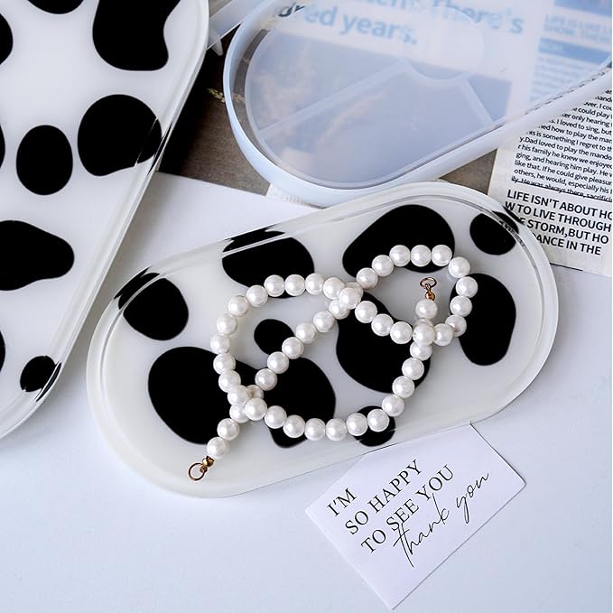 Silicone Tray Molds for Epoxy Resin Mold Tray with Sides 2 PCS Butterfly Carved Jewelry Trinket Dish Concrete Plaster Mould Large Oval Storage Plate Coaster Container Cement Moulds with Clear Stamps