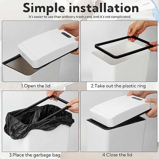 2 Pack Automatic Trash Can Touchless with Lid – 2.5Gallon Slim Bathroom Trash can，Ideal for Kitchen, Bedroom, Living Room & Office (White)