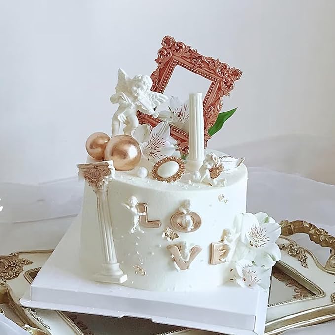 Baroque Photo Frame Fondant Silicone Molds, 3D Picture Mirror Frame Cake Decoration Molds for Chocolate Candy Sugar Craft Gum Paste Cookies Resin Clay Set of 2