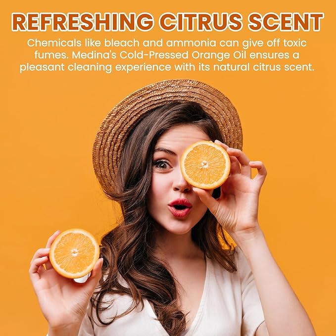 Medina Orange Oil Cleaner & Degreaser Concentrate - 32oz, 2-Pack - Orange Oil Concentrate - All Purpose Cleaner, Garden Pest Defense, Automotive Use - Orange Oil for Wood Treating & Cleaning