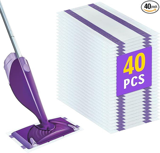 40 Count Disposable Wet Jet Refills for Swiffer Wet Jet Mop, Multi-Surface Spray Mop Pad Refill for Hardwood Floor Cleaning, Thickness&Absorbent