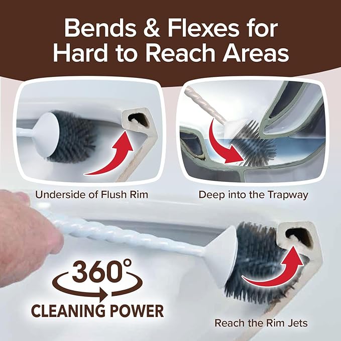 Horsepower Unicorn, AS-SEEN-ON-TV, Motorized Toilet Brush, Powerful Spinning Action, 360 Degree Cleaning Power, Flexible Silicone Bristles, Eliminate Stains & Residue, No Scrubbing, Rechargeable