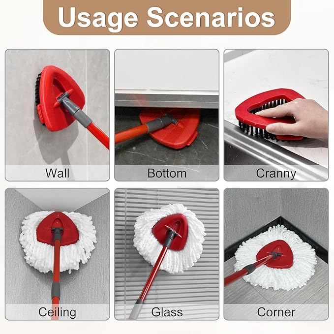 Mop Replace Head for O Cedar, 7 Pack Mop Heads Replacements for Ocedar, Spin Mop Head for Ocedar Easy Wring 1 Tank System, Include 4 Pack Spin Mop Refills & 2 Scrubber Mop Head & 1 Mop Base