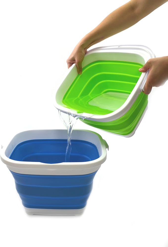 SAMMART 11L (2.9 Gallon) Collapsible Rectangular Handy Bucket (1, Green)