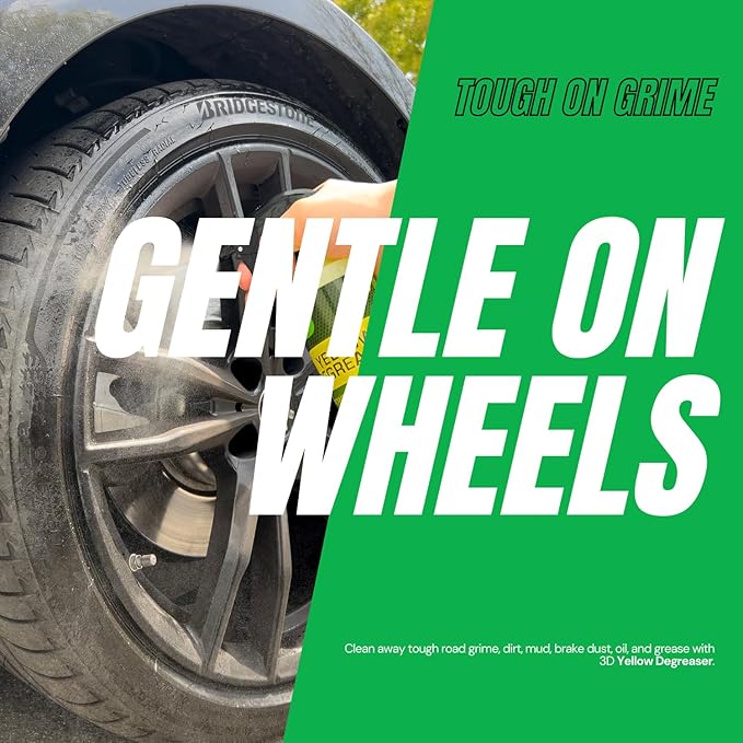 3D Yellow Degreaser – Non-Acid Wheel & Tire Cleaner Spray for Brake Dust, Grime & Tire Dressings – Safe for All Wheels & Whitewalls - 16 oz