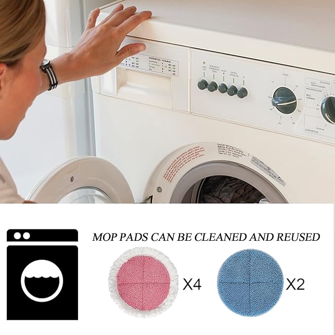 Electric Mop Pads, 7.28in Spin Mop Pads, Round Replacement Mop Pad for Floor Cleaning (6 Pack)