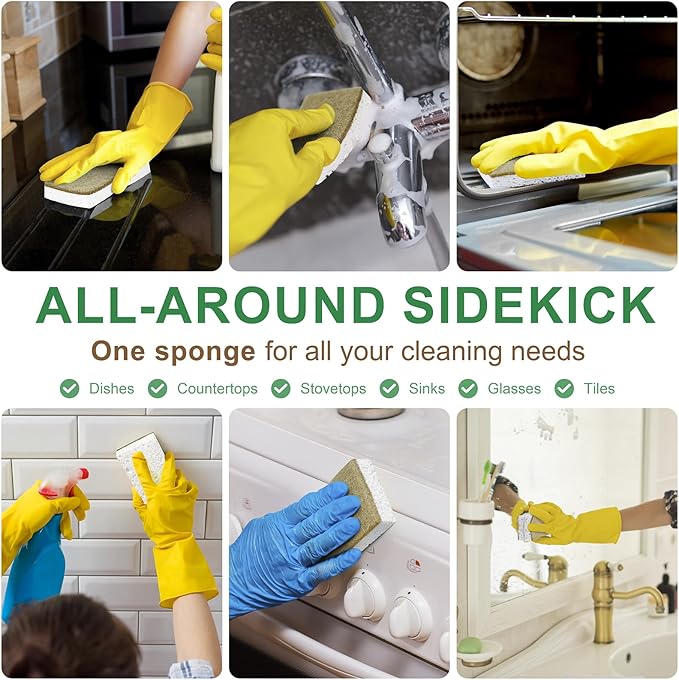 Natural Kitchen Sponges, 12 Pack Non-Scratch Sponge for Dishes, Biodegradable Scruber Sponges Kitchen for Cleaning, Household