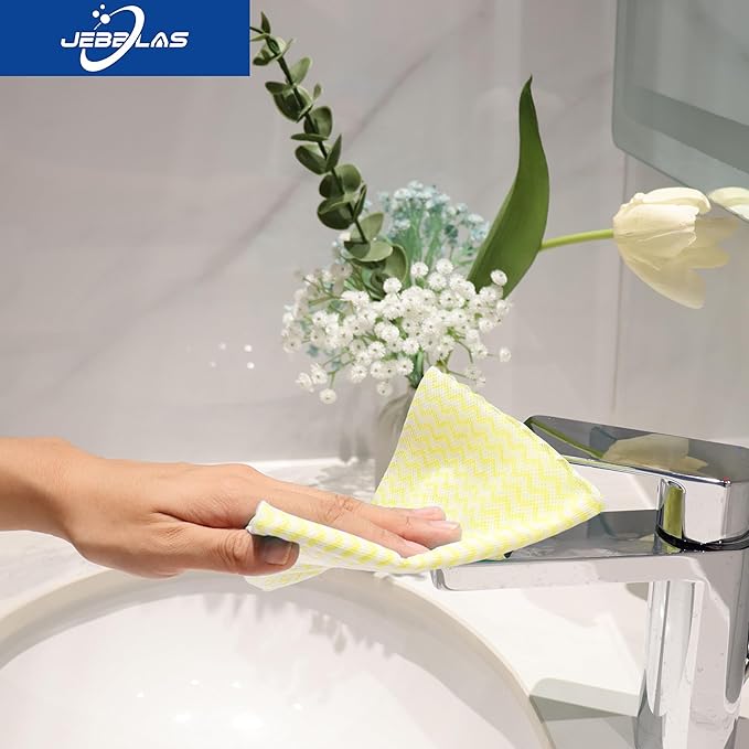 JEBBLAS Handi Wipes Reusable Cloths Dry Cleaning Cloths Dish Towel Dish Cloths Handy Cleaning Wipes,Pack of 50, Yellow