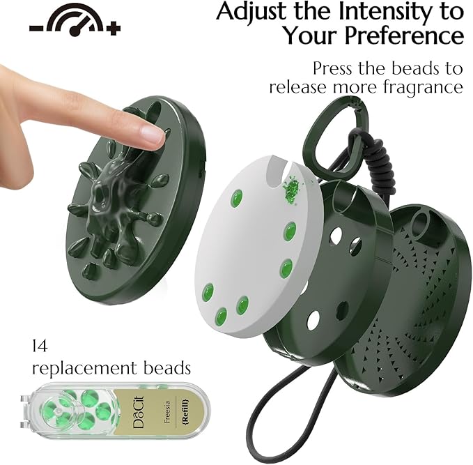 Car Air Freshener Hanging Essential Oil Diffuser with Bead Release Design, 40+ Days Long Lasting Scent for Men & Women, 7 Original + 14 Refills for Car/Home/Office, Freesia