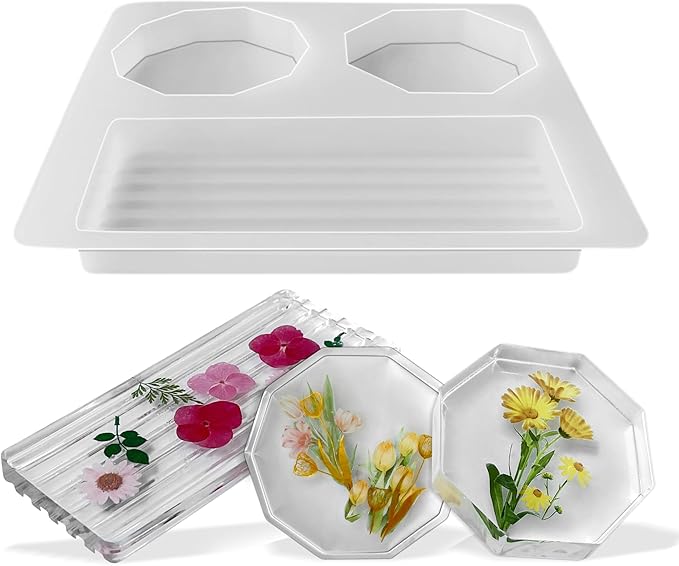 Deep Round Coaster Molds Silicone Extra Deep Round Resin Mold - Resin Casting Silicone Molds for Home Decor & Candle Making Wave Spiral Mold