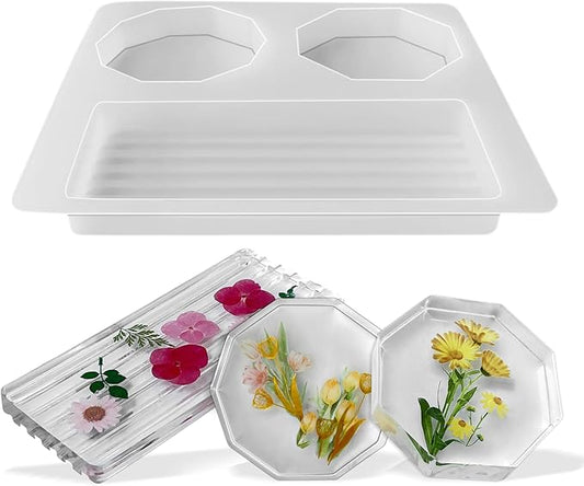 Deep Round Coaster Molds Silicone Extra Deep Round Resin Mold - Resin Casting Silicone Molds for Home Decor & Candle Making Wave Spiral Mold