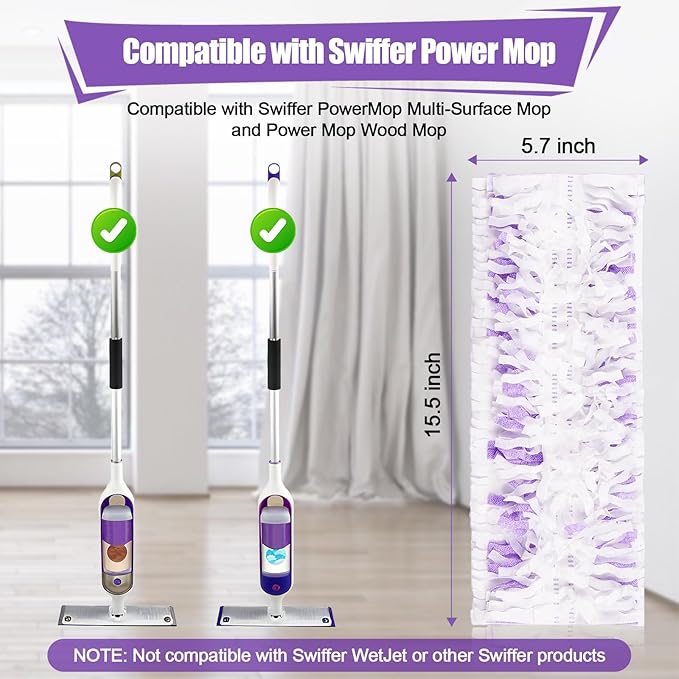 25 Pack Disposable Power Mop Pads for Swiffer PowerMop, 5X Power Mop Refills for Cleaning, 14-Layer Unscented Thickened Multi-Surface Replacement Mopping Pads Refills for Floor Cleaning