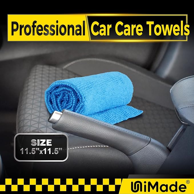 Shop Towels, 100 Pack Commercial Grade Work Rags Microfiber Towels for Cars Cleaning Rags Bulk Detailing Cloth for Automotive Bar Mechanic Restaurant Garage Housekeeping, 11.5"x 11.5", Blue
