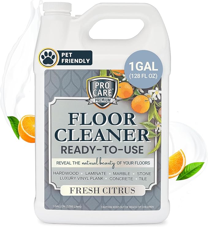 ProCare Floor Cleaner (Made in USA) | Tile, Stone, Laminate, Vinyl & Natural Wood Floor Cleaner for Mopping, Household Supplies, Cleaning Solution with Citrus Aroma - 1 Gal (128 Fl Oz)