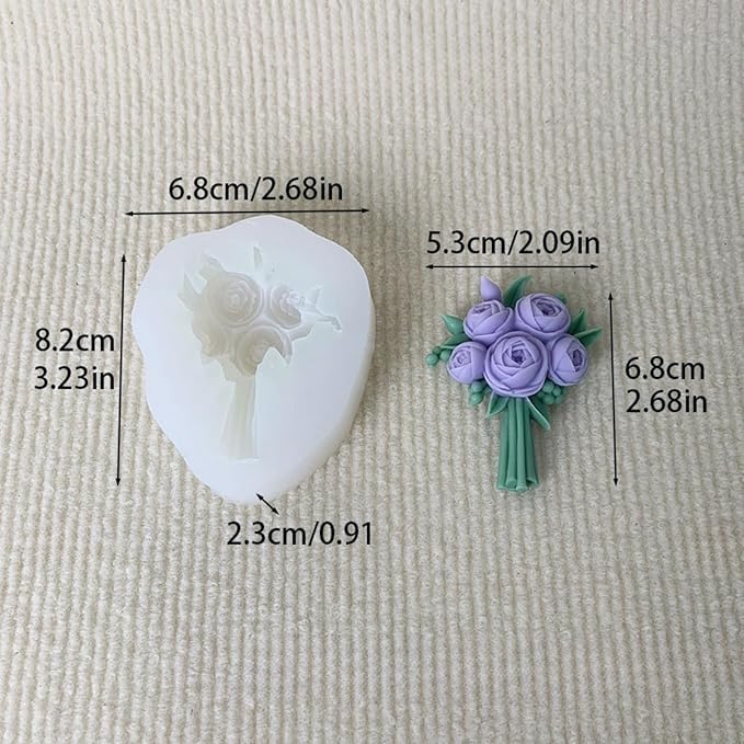 3D Flower Bouquet Candle Soap Silicone Molds Fondant Chocolate Candy Cake Decorating Mould Resin Clay Baking Pastry Tools (Peony)