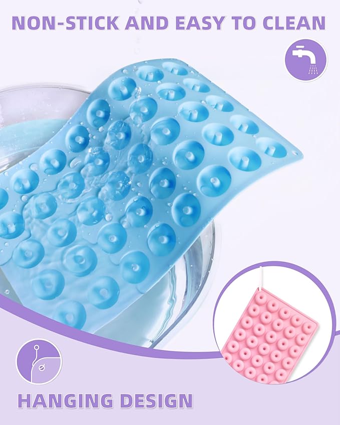 Donut Silicone Candy Molds with 2 Droppers, 4 Packs Mini Donut Pan Mold Gummy Mold, 40-Cavities Non-Stick Food Grade Mold for Hard Candies, Chocolate, Ice Cube, Jelly