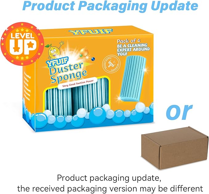 4 Pack Damp Clean Duster Sponge, Magic Sponge Eraser for Household Cleaning, Reusable Dusters Cleaning Supplies for Housekeeping, Dish, Blinds, Glass, Baseboards,Window Track Grooves and Faucets