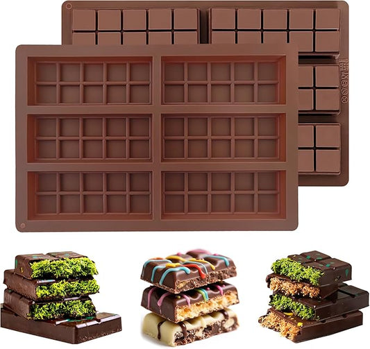 Silicone Chocolate Bar Mold - Non-Stick Deep Chocolate Mold for Homemade Dubai Pistachio Bars, Candy, Protein & Energy Bars (2 Pack)- Ideal for Homemade Desserts and Gift-Making Projects