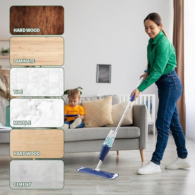 6 Pack Microfiber Cleaning Pads for Bona Mop, Reusable Microfiber Mop Pads for 18 Inch Mop, Hardwood Floor Replacement Cleaning Mop Pads, Machine Washes