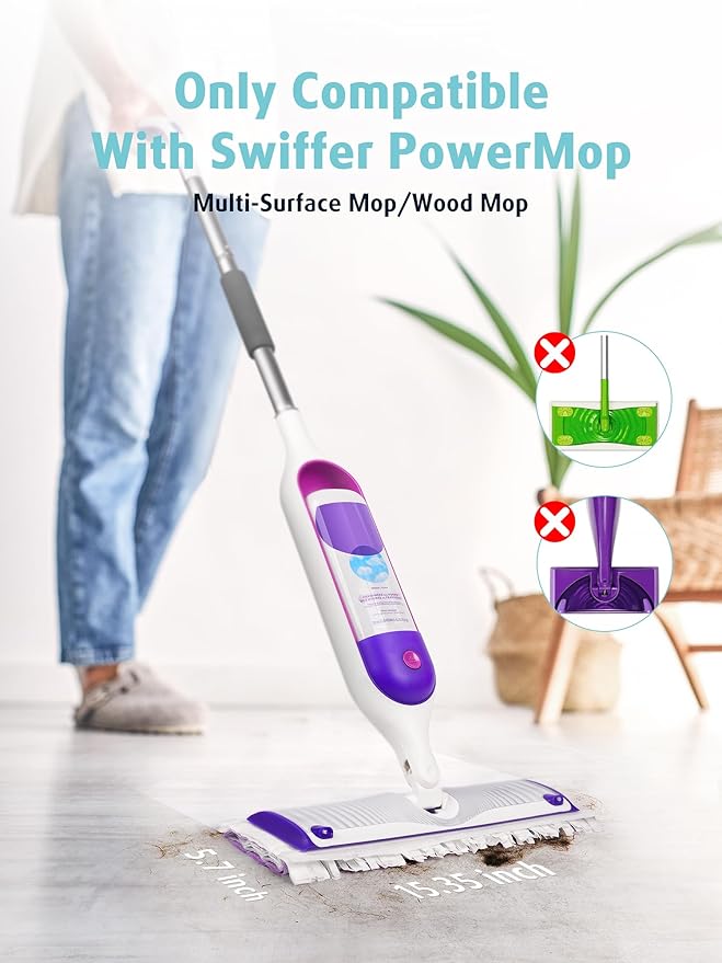AIR U+ 24 Pack Disposable Power Mop Pads Refills for Swiffer Power Mop, Unscented 14-Layer Thickened Multi-Surface Replacement Mopping Refills Pads for Floor Surface Cleaning