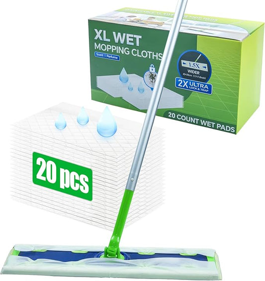20 Count XL Wet Pads Refills for Swiffer Sweeper XL Mop, Disposable X-Large Wet Mopping Cloths, Extra Large Size Pads Refill for Multi-Surface Floor Cleaning