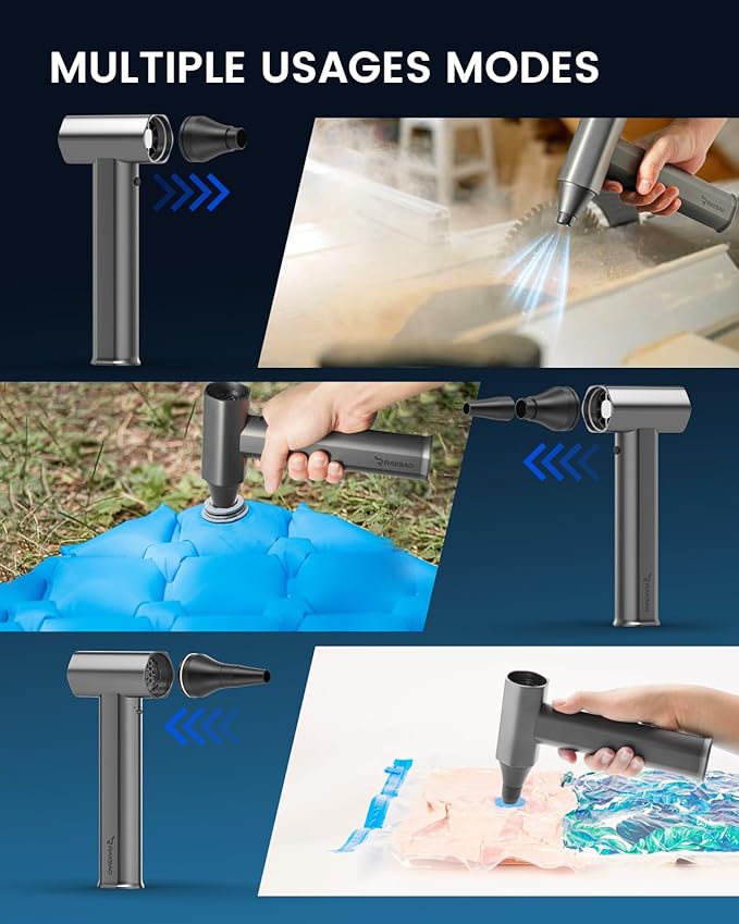 Compressed-Air-Duster-Mini-Blower-Turbo Fan, 130000RPM Electric air Duster, Metal Body Brushless 4 Gear High Speed, Cordless Jet Dry Blower for Computer Keyboard, Car, Home, Dust Removal