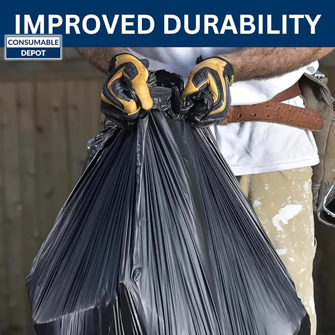 60 Gal Trash Bags | 200 Count | 38" X 60" Black Extra-Large Garbage Bags for Outdoor Use