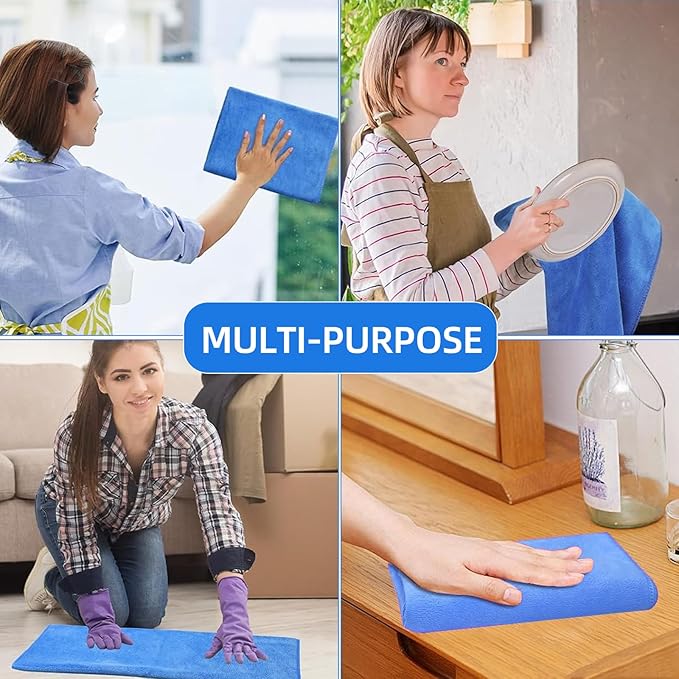 6 Pack Microfiber Cleaning Cloths Extra Large 30" x 20",XL Rags Washable Reusable Streak Free Lint Free Towels for Floor Mop,Glass,Windows,Kitchen,Bathroom,Office & Car Cleaning(Blue)