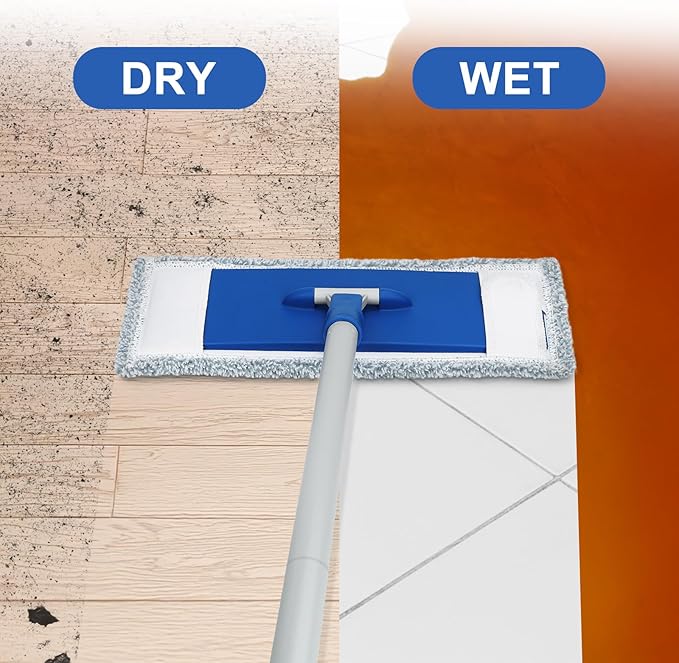 Mops for Floor Cleaning Microfiber Flat Mop with 4 Washable Mop Pads 57" Long Handle Wet Dry Mops for Hardwood Laminate Wall Vinyl Tile Floor Cleaning