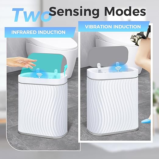 Bathroom Trash can with Automatic Touchless Lid, 2.6 Gallon Motion Sensor Small Garbage Can, Slim Waterproof Smart Trash Bin for Bedroom, Office, Living Room