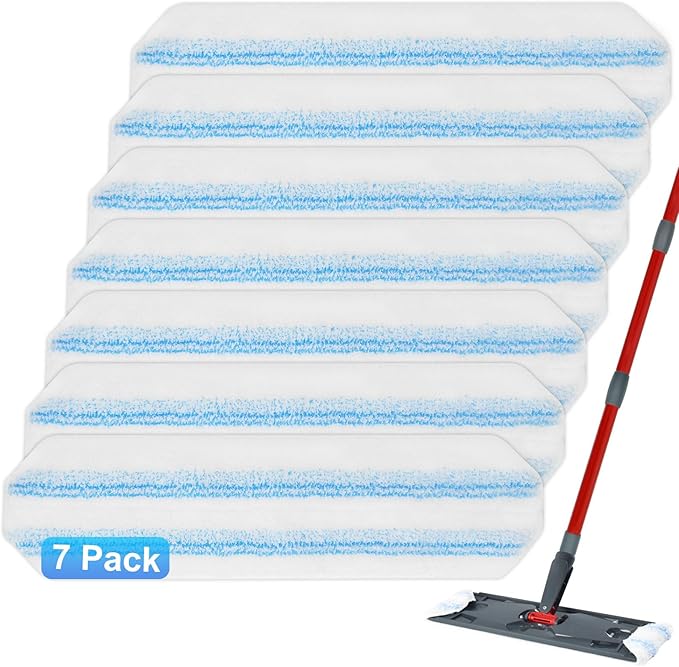 Mop Replacement Pads for Ocedar H2prO Flat Mop, 7 Pack Mop Refills for O-Cedar H2pro Flat Mop, Machine Washable Reusable Microfiber Mop Heads Replacements for Ocedar H2 Pro Mop