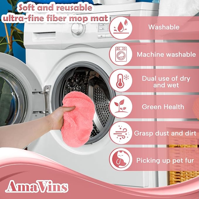 5 Pack Reusable Microfiber Mop Pads Compatible with Swiffer Sweeper, Wet and Dry Flat mop Cover, Washable Pads for Surface/Hardwood Floor Cleaning (Mop is Not Included)