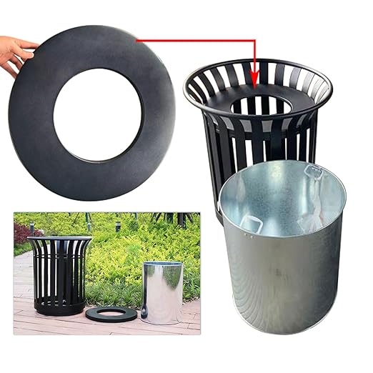 Outdoor Metal Slatted Trash Receptacle,Waste Receptacle，Commercial Trash Cans,Zone Round Garbage Bin,Square Hotel Street Patio Indoor Metal Stan (Large - Green)