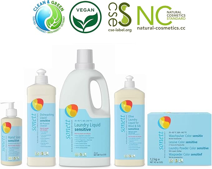 Sonett Organic Dishwashing Liquid, All Purpose Cleaner Sensitive Skin For People With Allergies 17 Fl.Oz (Pack of 6))