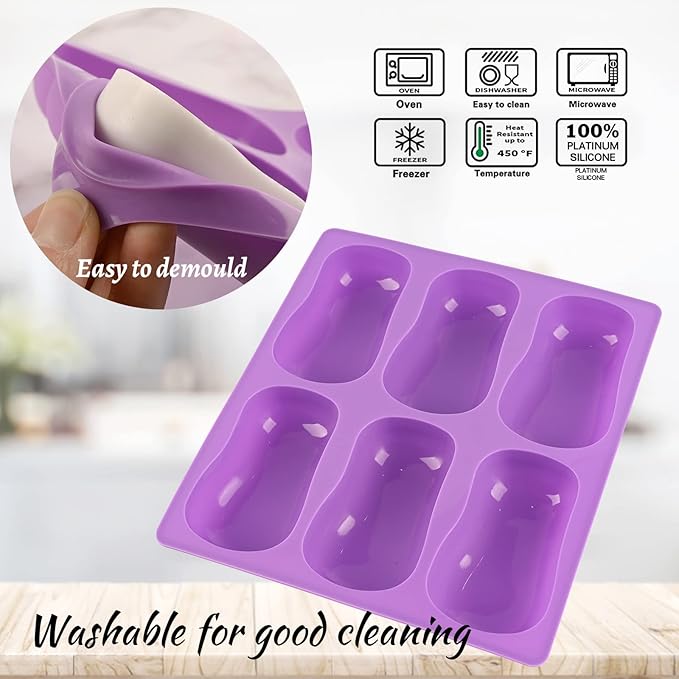 Sakolla 2 Pack 6 Cavity DIY Silicone Soap Molds Classical Handmade Silicone Molds for Bath Bombs, Craft Soap Making Supplies