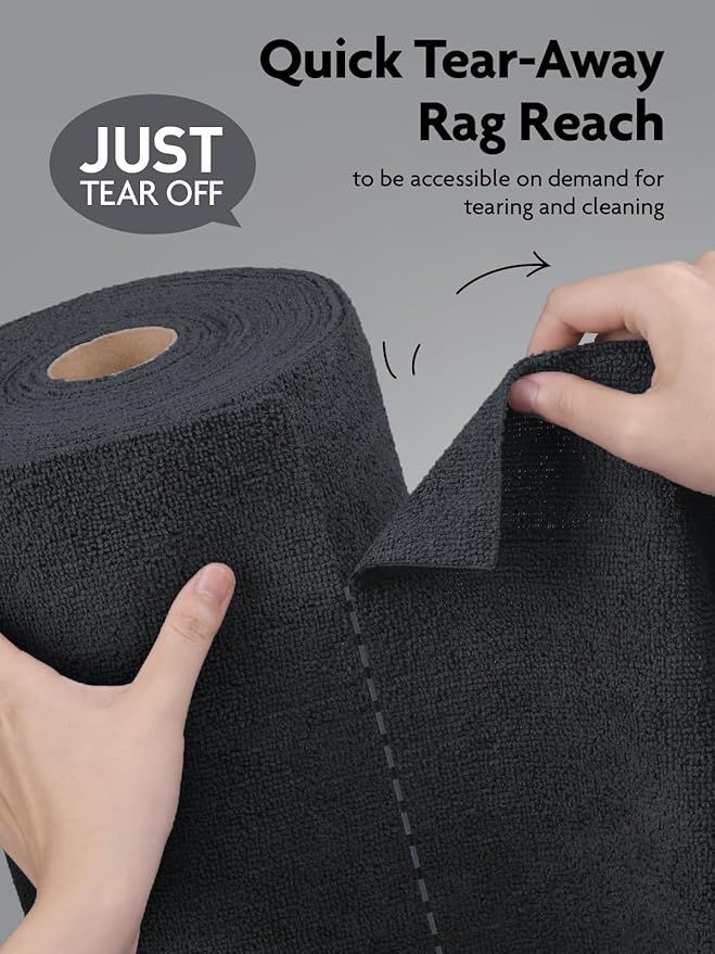 Fantasticlean Microfiber Cleaning Cloth Roll -75 Pack, Tear Away Microfiber Towels, 12" x 12", Reusable, Washable, Scratch Free, Ultra Absorbent for Car, Home Supplies (DimGray)