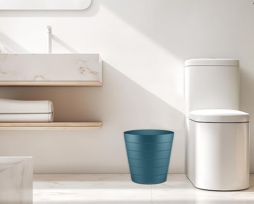 Small Trash Can (1.3 Gallons), Dorm Trash Can, Heavy Duty Dust Bin, Mini Garbage Can for Bedroom (Pack Of 3), Plastic Wastebasket, Bathroom Wastebasket (Blue) Round paper Trashcan, Office Trash Bin