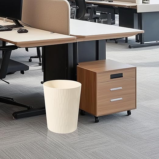 UUJOLY Small Trash Can Wastebasket Garbage Can Container Bins for Bathrooms,Bedroom Room, Kitchens, Offices, Kids Rooms, Dorms, 3 Pack, Beige