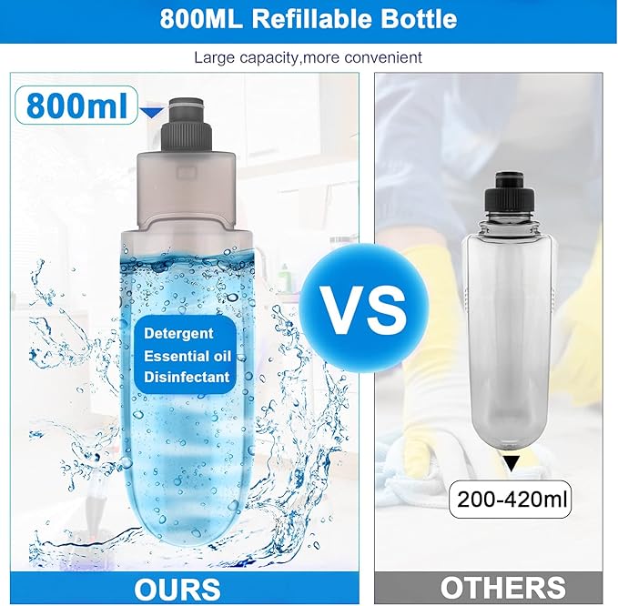 Spray Mop for Floor Cleaning with 3pcs Washable Pads - Wet Dry Microfiber Mop with 800 ml Refillable Bottle for Kitchen Wood Floor Hardwood Laminate Ceramic Tiles Floors Dust Cleaning