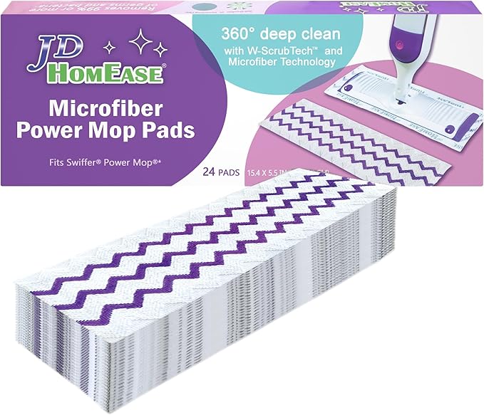 24 Pack Microfiber Power Mop Pads for Swiffer Power Mop only, Disposable Deep Clean Replacement Mopping Pads