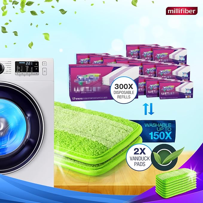 Reusable Mop Pads Compatible with Swiffer WetJet (4 Pack) - Microfiber Mop Refill for Wet Mopping Cloths - Hardwood Floor Cleaning Spray Pads Reusable Replacements - Green