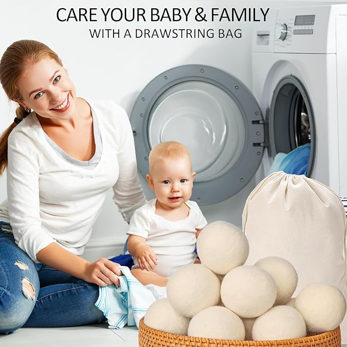 24 Pack Wool Dryer Balls XL Reusable Laundry Balls for Dryer Natural Fabric Softener Ball with 1 Storage Bags Reduce Wrinkles and Decrease Drying Time