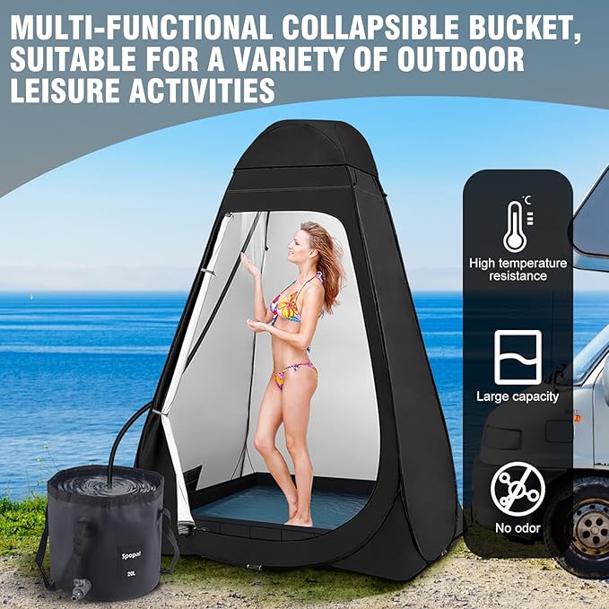 Collapsible Bucket with Handle 20L, Multifunctional Folding Water Container for Camping, Hiking, Traveling, Fishing, Laundry, Gardening, Waterproof, Durable, Lightweight