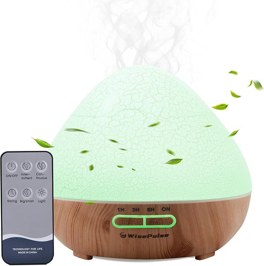 500ml Essential Oil Diffuser, Ultrasonic Diffusers for Essential Oils with Remote Control for Bedroom, Quiet Aroma Diffuser with 7 Color LED & Auto-Off, Mist Humidifier for Home, Office, Yoga