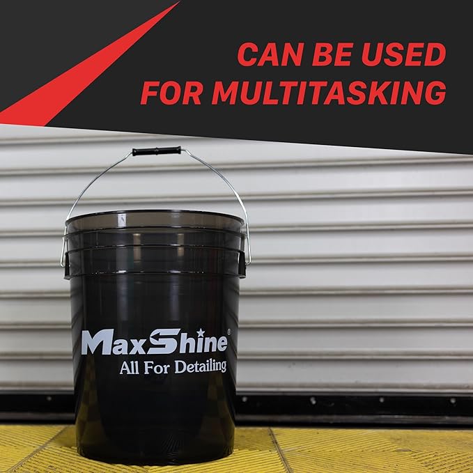 Maxshine 5gal Universal Detailing Bucket – Car Wash Bucket for Scratch-Free Washing, Garage Storage & Detailing Tools – Holds Soap, Foam Cannon, Microfiber Towels & More
