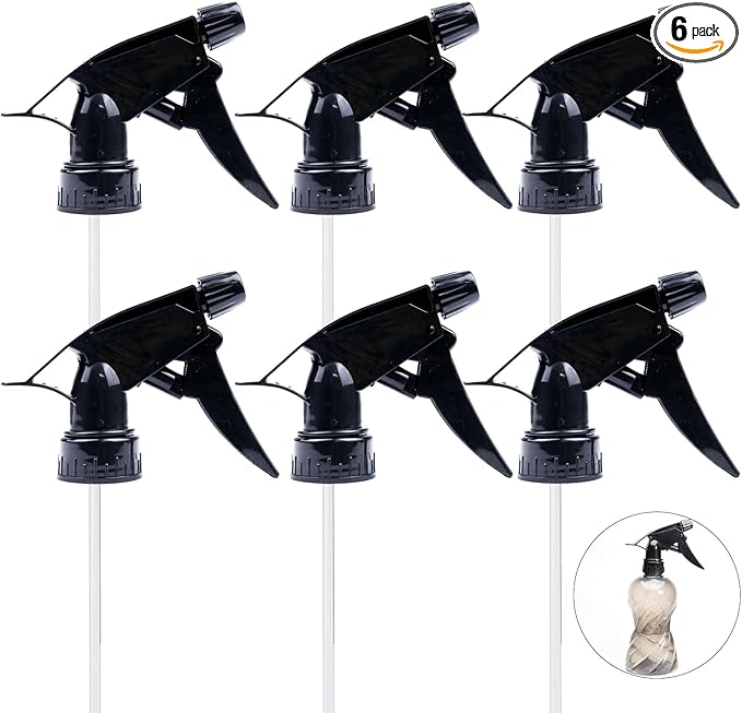 6pcs Spray Bottle Replacement Nozzle Mist Spray & Stream Sprayer Reusable with Tube Tops Fit Standard 28/400 Neck Bottles for Kitchen, Garden and Office Cleaning Supplies